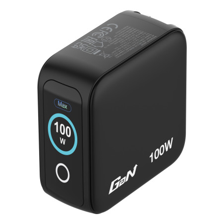Mini chargeur secteur Verbatim avec écran x2 USB C + x1 USB A 100w (Noir)