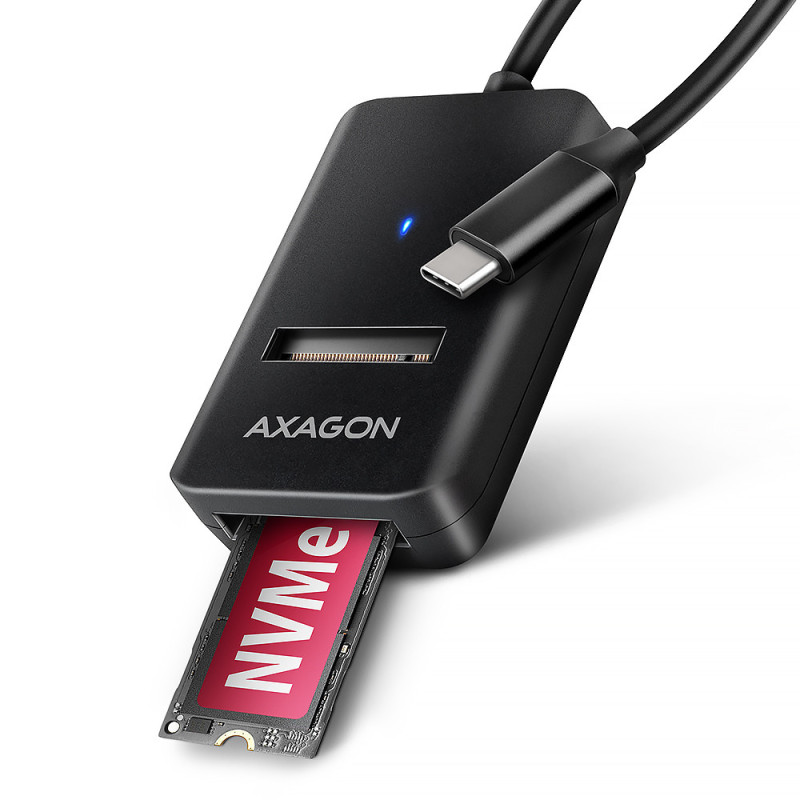 Adaptateur USB-C 3.2 Axagon ADM2-CM vers M.2 S-ATA NVMe auto-alimenté