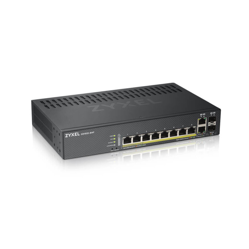 Switch réseau ethernet Gigabit Zyxel GS1920HP v2 - 8 ports dont 8x PoE (Noir)
