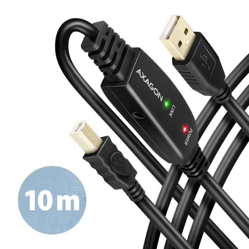 Rallonge USB-A B 2.0 amplifiée Axagon ADR-210B M M 10m