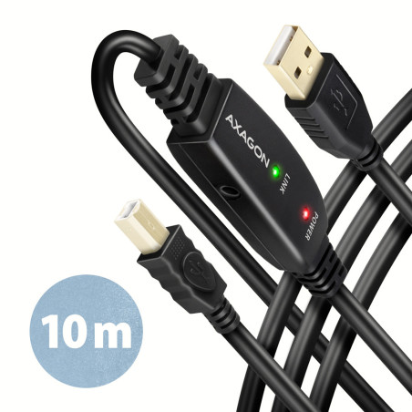 Rallonge USB-A B 2.0 amplifiée Axagon ADR-210B M M 10m