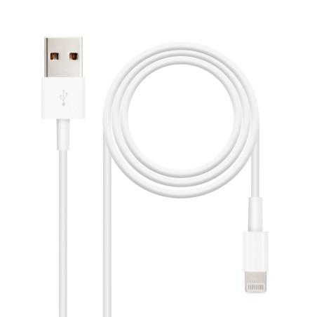 Câble Nanocable USB-A - Lightning M M 1m (Blanc)
