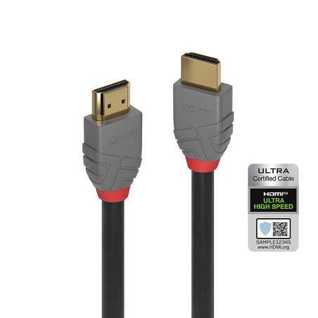 Câble HDMI 2.1 Lindy 2m M M (Noir Gris)