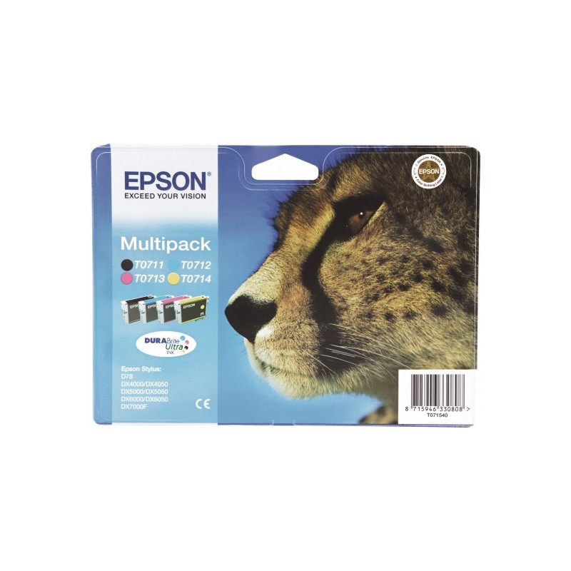 Pack 4 cartouches d'encre Epson Guepard  T0715