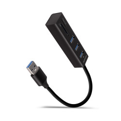 Hub USB-C 3.0 Axagon iHMA-CR3A - 3 ports USB-A + lecteur de cartes (Noir)