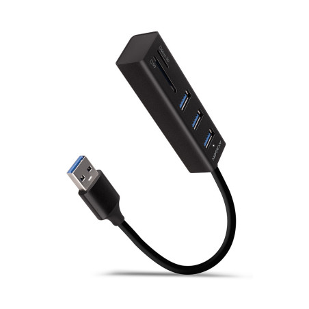 Hub USB-C 3.0 Axagon iHMA-CR3A - 3 ports USB-A + lecteur de cartes (Noir)