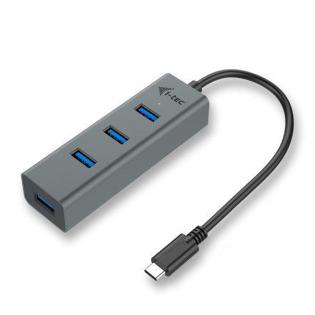 Hub USB-C I-Tec Charging Metal Pro - 4 ports USB 3.0 (Gris)