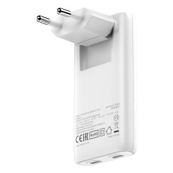 Chargeur secteur Verbatim Fold'n'Go GaN 2x USB-C 65W (Blanc)