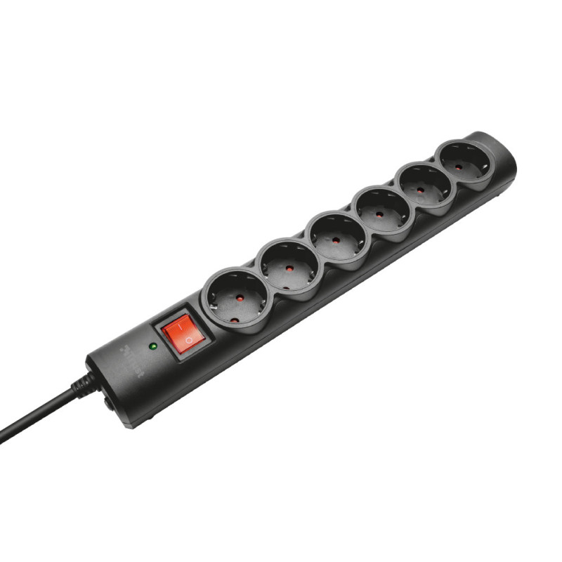 Multiprise Surtension Trust 6 prises + Interrupteur 1,8m (Noir)
