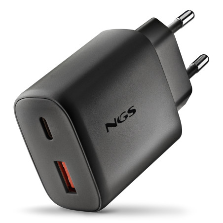 Chargeur secteur NGS Era 1x USB-C + 1x USB-A 45W (Noir)