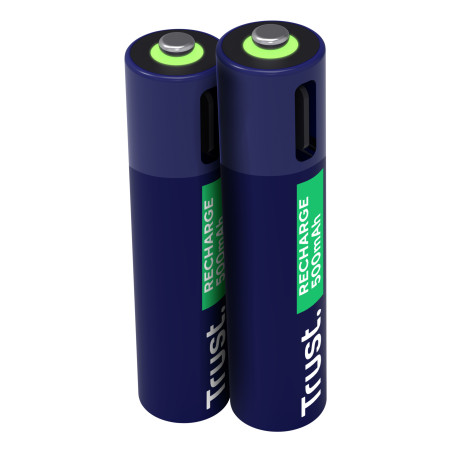 Pack de 2 piles rechargeables par USB-C Trust type AAA - 500mAh (LR03)