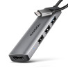 Adaptateur USB-C 3.2 Axagon HMC-H3A vers HDMI, 3x USB-A (Gris)