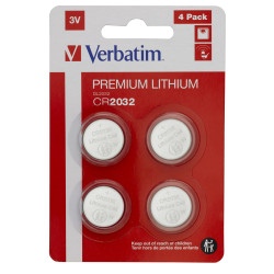 Lot de 4 Piles plates Verbatim Premium CR2032 3V