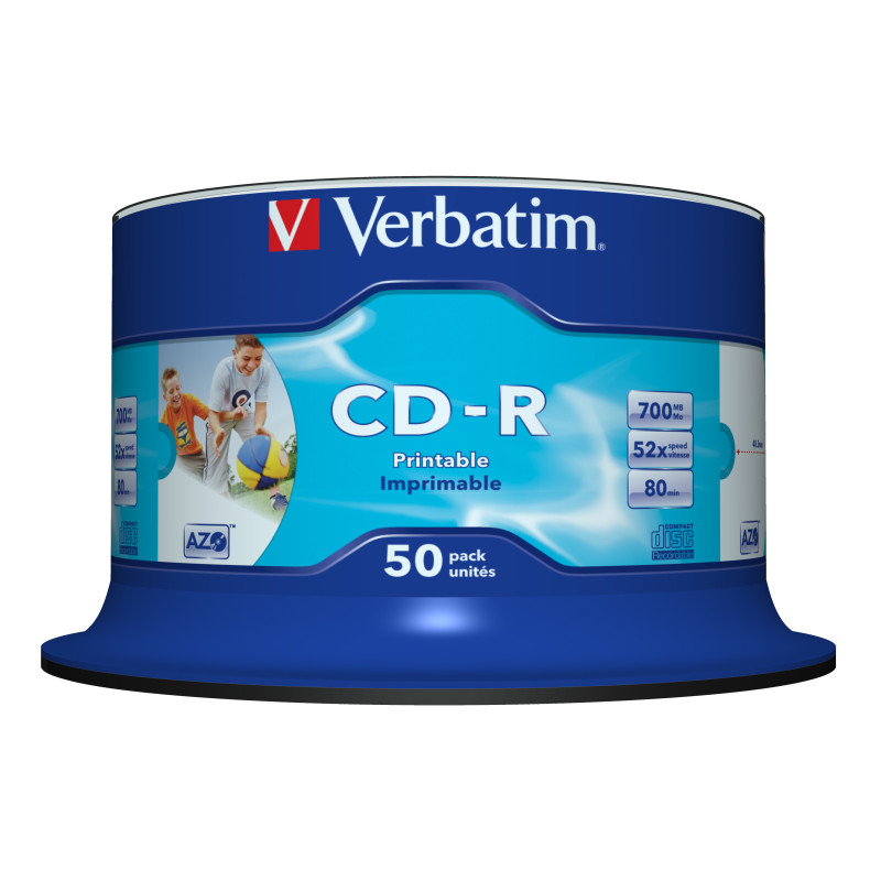 Spindle de 50 CD-R imprimables Verbatim Azo - 700Mo