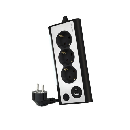 Multiprise 3 prises Nanocable + 1x USB-A et 1x USB-C 1.5m