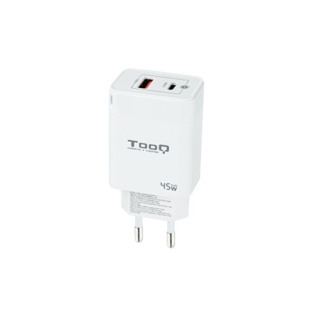 Chargeur secteur TooQ 1x port USB-A + 1x port USB-C 45W (Blanc)
