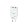 Chargeur secteur TooQ 1x port USB-A + 1x port USB-C 45W (Blanc)