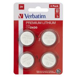Lot de 4 Piles plates Verbatim Premium CR2430 3V