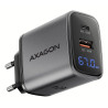 Chargeur secteur Axagon ACU-PQ67D - 1x USB-A + 1x USB-C 67W (Gris)