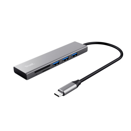 Hub USB-C 3.2 Trust Halyx - 3 ports USB-A + lecteur de cartes (Argent)