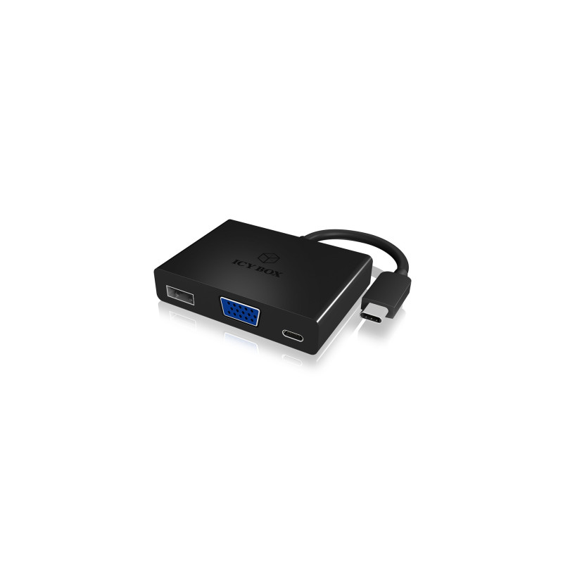 Adaptateur Icy Box IB-DK4032-CP USB 3.1 Type C vers VGA + Type C + USB