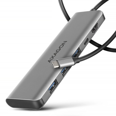Adaptateur USB-C 3.0 Axagon HMC-5H vers HDMI, 4x USB-A C (Gris)