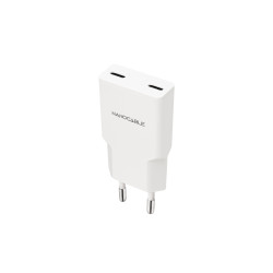 Chargeur secteur Nanocable 2x USB-C  25W (Blanc)