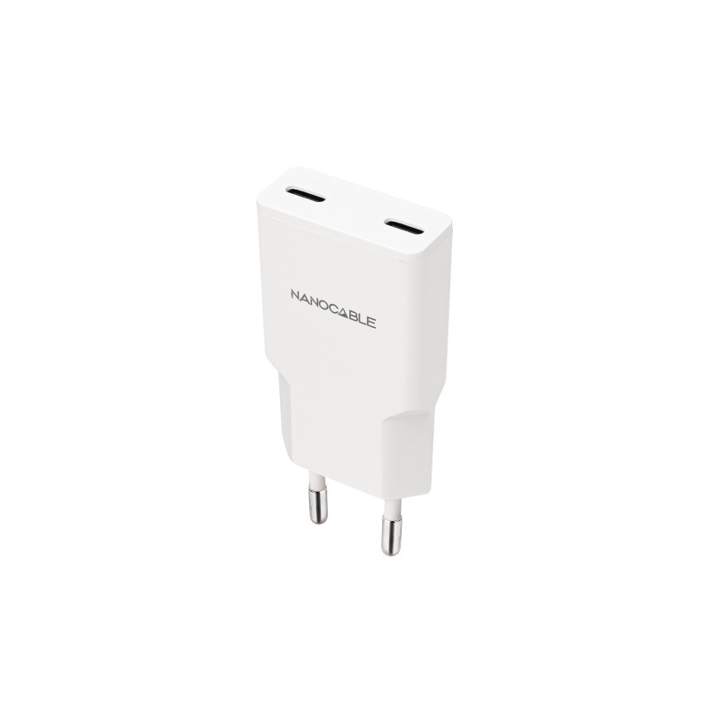 Chargeur secteur Nanocable 2x USB-C  25W (Blanc)