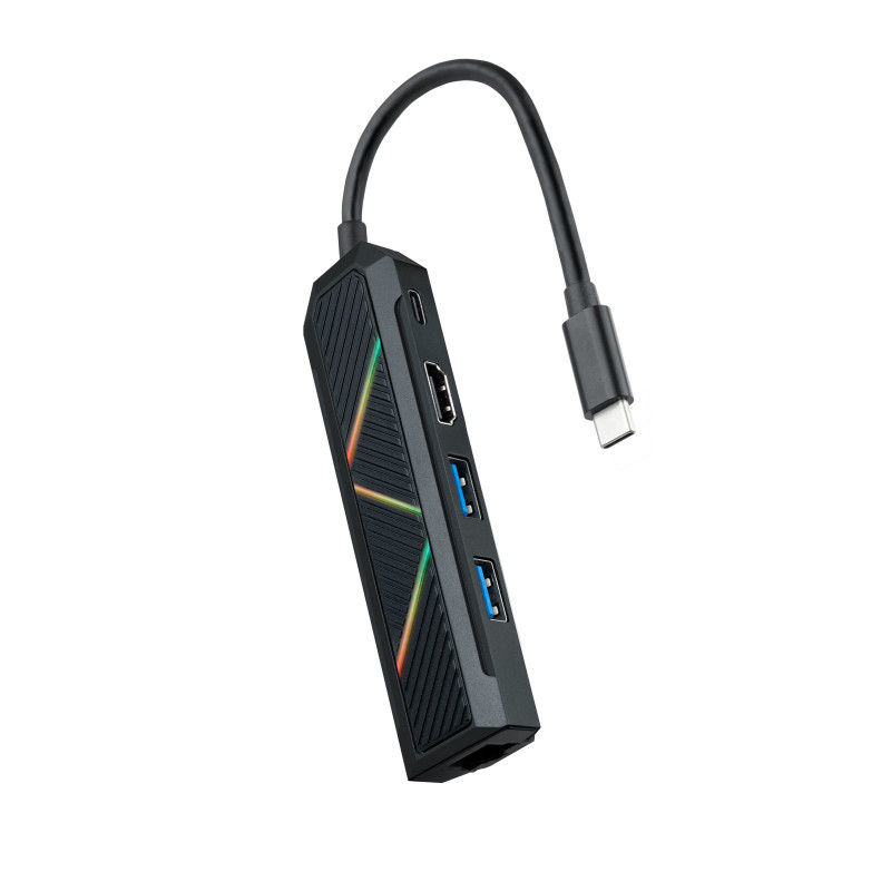 Hub USB-C 3.1 Nanocable - 2x USB-A et 1x USB-C Noir)