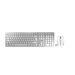 CHERRY Desktop DW 9100 SLIM [FR] WL AES silver white BT Lithium batterie - wochenlange Nutzung ohne Aufladung