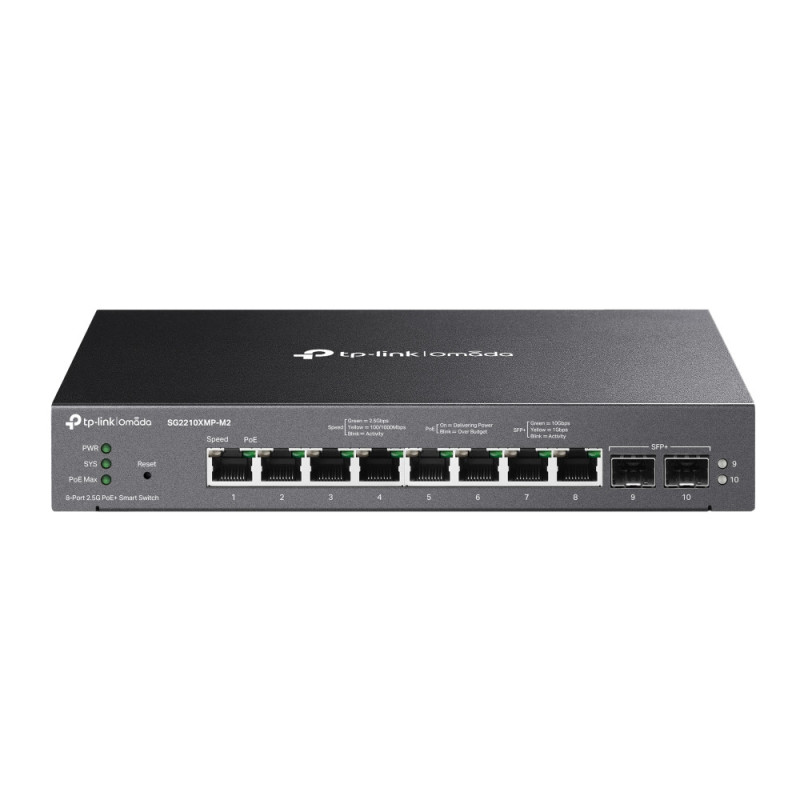 TP-LINK Switch SG2210XMP-M2 10x2,5Gbit 2xSFP+ Managed PoE+ (160W) Omada SDN