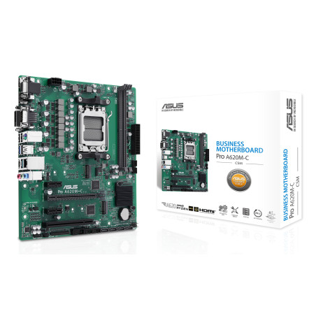 ASUS PRO A620M-C-CSM AM5 A620 HDMI-DP-DVI-VGA 2xM.2 µATX Business Series. 24 7 ready