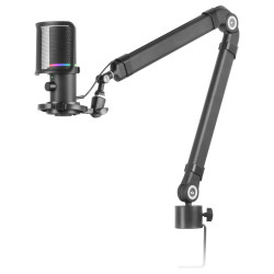Microphone Mars Gaming MMIC-XT RGB avec bras de montage (Noir)