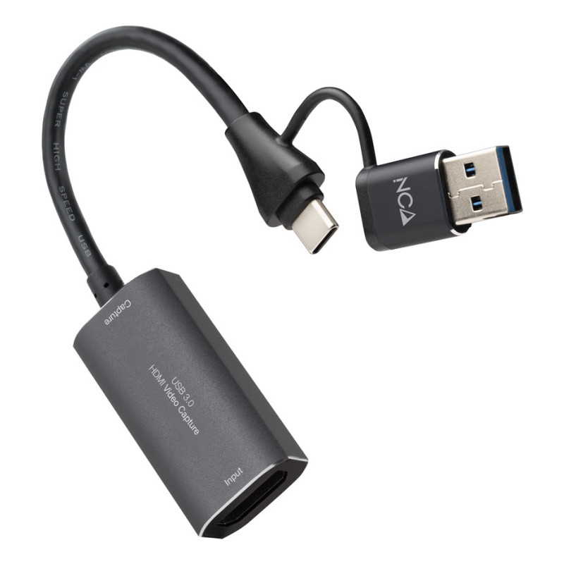 Adaptateur Nanocable USB-C USB-A mâle vers HDMI femelle (Gris)
