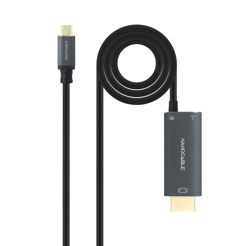 Cable Nanocable USB-C vers HDMI mâle USB-C femelle 1.8m (Noir)