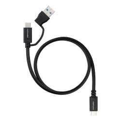 Cable Nanocable USB-A USB-C vers USB-C M M 0.5m (Noir)