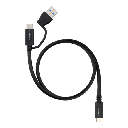 Cable Nanocable USB-A USB-C vers USB-C M M 1m (Noir)