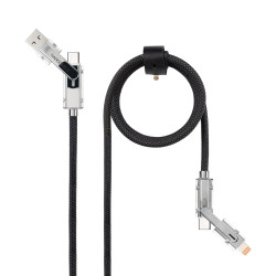 Cable Nanocable USB-A USB-C vers USB-C Lightning M M 1m (Noir Gris)