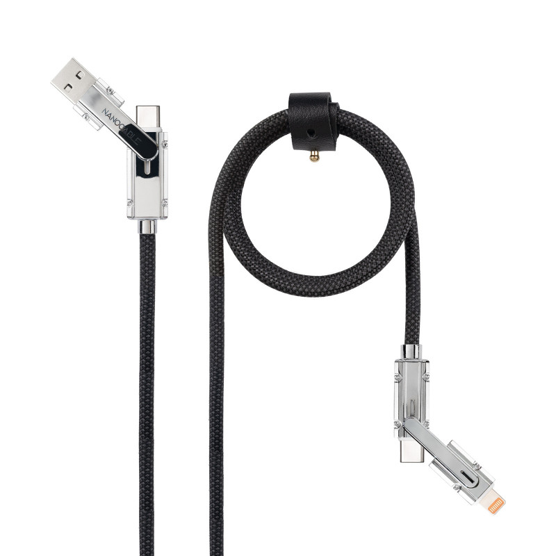 Cable Nanocable USB-A USB-C vers USB-C Lightning M M 1m (Noir Gris)