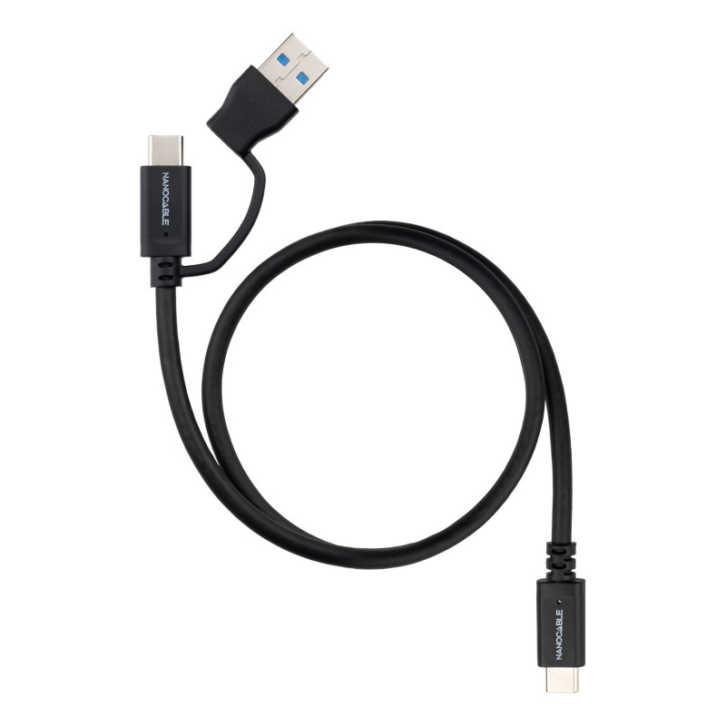 Cable Nanocable USB-A USB-C vers USB-C M M 2m (Noir)