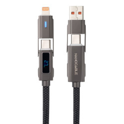 Cable Nanocable USB-A USB-C vers USB-C Lightning M M 1m (Noir)
