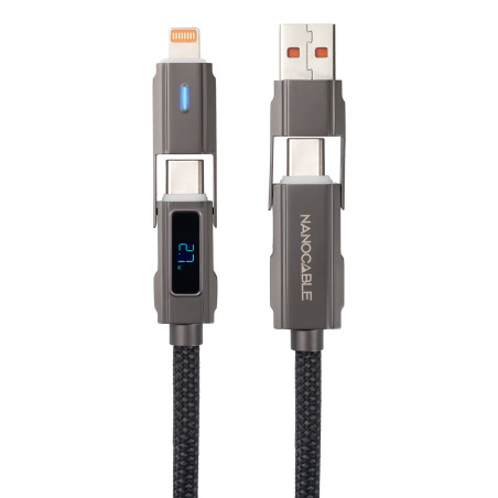 Cable Nanocable USB-A USB-C vers USB-C Lightning M M 1m (Noir)