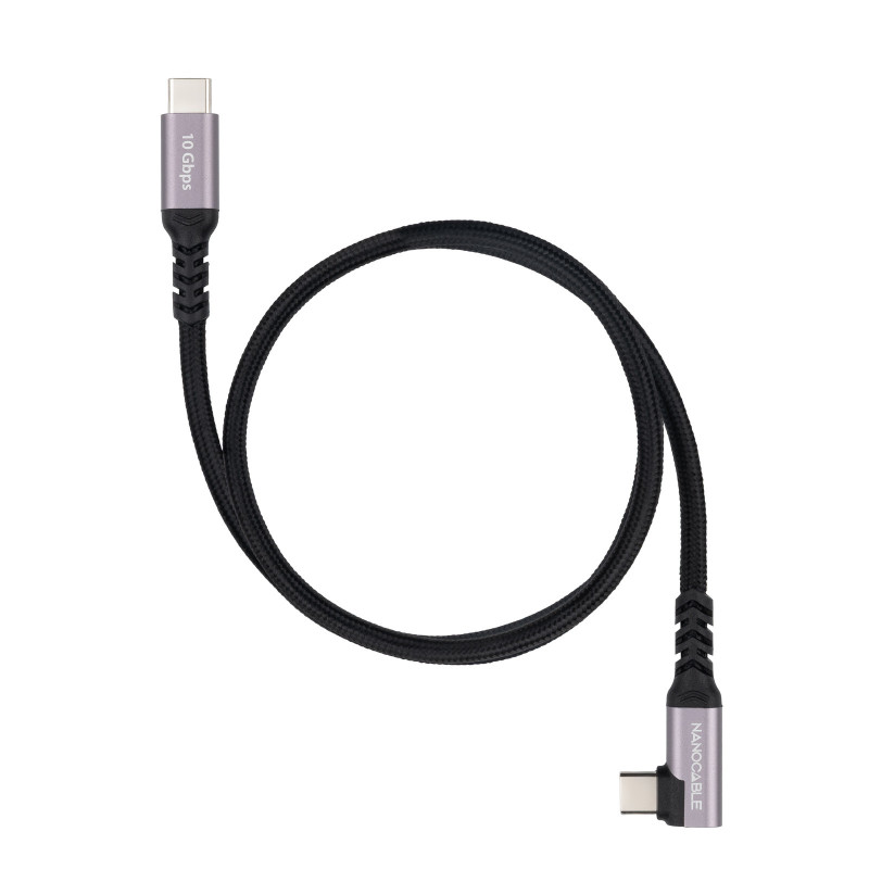 Cable coudé Nanocable USB-C M M 100W 3m (Noir)