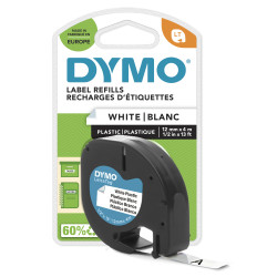 Cassette de Ruban Dymo LetraTag 12mmx4m (Noir Blanc)
