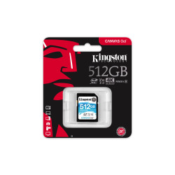 Carte mémoire Secure Digital (SD) Kingston Canvas Select 512 Go SDXC Class 10 avec adaptateur